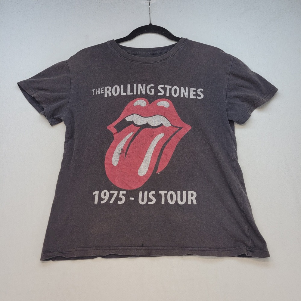 The Rolling Stones T-Shirt Women Medium Black 1975 US Tour Graphic Tee